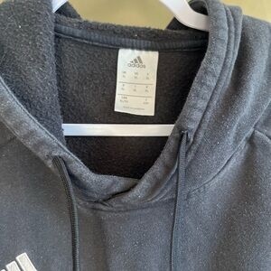 Adidas Black Sweatshirt with Hood and Soft Texture